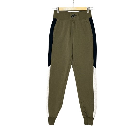 Nike Pants - Nike Air Jogger Sweat‎ Pants Womens Size XS Olive Green Black Color Block Fleece